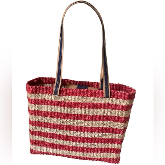 Amanda Smith American Flag Red White Blue Patriotic Straw Summer Beach Tote Bag - Picture 3 of 16